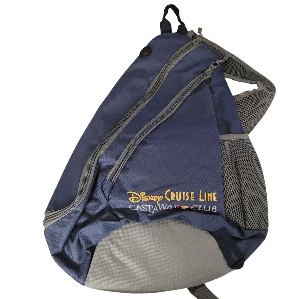 Disney Cruise Line Castaway Club Sling Backpack Navy BlueGrey Crossbody NWOT Bag